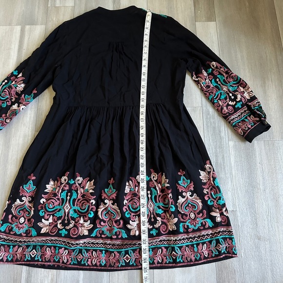 Anthropologie Floreat Avery Embroidered Dress Womens S Bohemian Artist VNeck - Picture 5 of 9